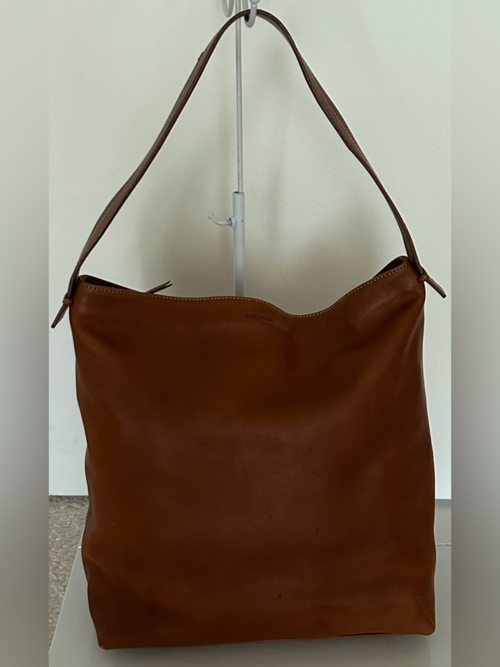 Ann Taylor Cognac Brown Leather Hobo Shoulder Bag Soft Slouch Everyday Purse - Picture 8 of 13
